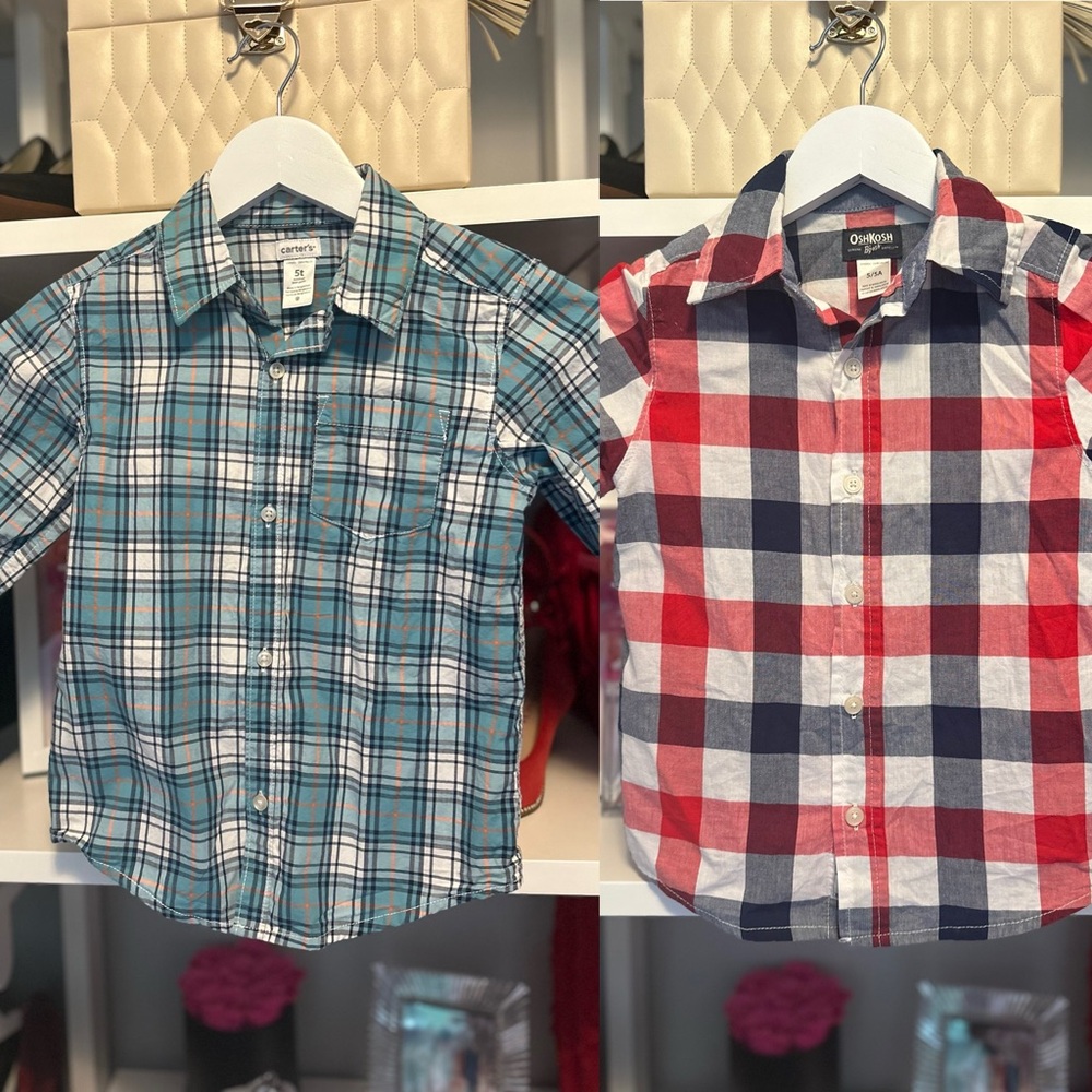 ⭐️ 5/$25 Bundle of 2 Plaid Boys Shirts - EUC